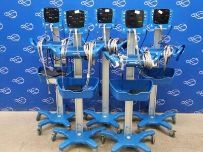 5 x GE Carescape Dinamap V100 Vital Signs Monitor on Rollstand