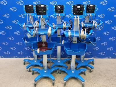 5 x GE Carescape Dinamap V100 Vital Signs Monitor on Rollstand