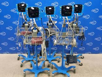 5 x GE Carescape Dinamap V100 Vital Signs Monitor on Rollstand