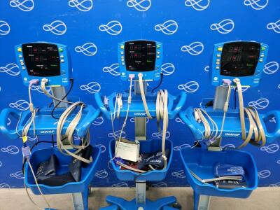 3 x GE Carescape V100 Dinamap Vital Signs Monitor on Rollstand
