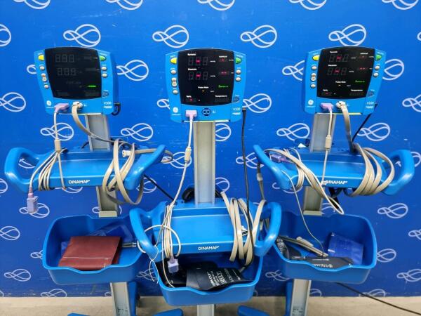 3 x GE Carescape V100 Dinamap Vital Signs Monitor on Rollstand