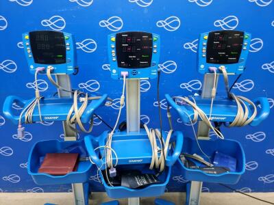 3 x GE Carescape V100 Dinamap Vital Signs Monitor on Rollstand