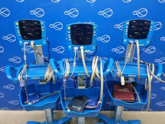 3 x GE Carescape V100 Dinamap Vital Signs Monitor on Rollstand