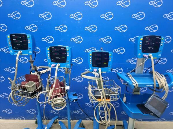 4 x GE Carescape V100 Dinamap Vital Signs Monitor on Rollstand