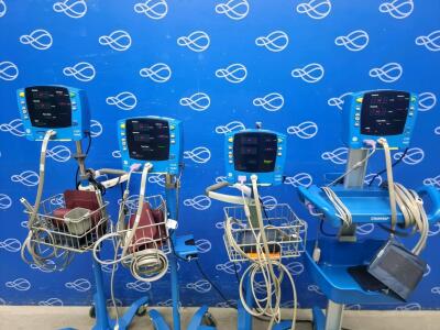 4 x GE Carescape V100 Dinamap Vital Signs Monitor on Rollstand