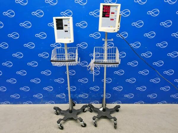 2 x Datascope Accutorr Plus Vital Signs Monitor on Rollstand