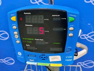 3 x GE Carescape V100 Dinamap Vital Signs monitor on Rollstand - 2