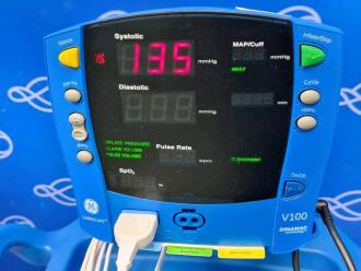3 x GE Carescape V100 Dinamap Vital Signs monitor on Rollstand - 2
