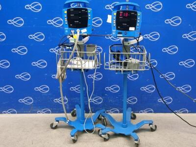 2 x GE ProCare Auscultatory Patient Monitor on Rollstand