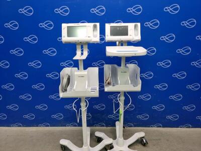 2 x Welch Allyn Connex Spot Monitor on Rollstand