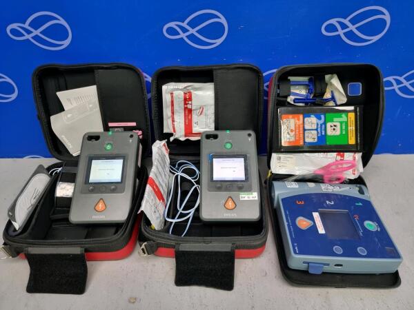 2 x Philips Heartstart FR3 Defibrillator & 1 x Agilent Heartstart FR2 Defibrillator
