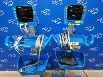 2 x GE Carescape V100 Dinamap Vital Signs Monitor on Rollstand