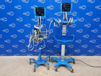 2 x GE Carescape V100 Dinamap Vital Signs Monitor on Rollstand