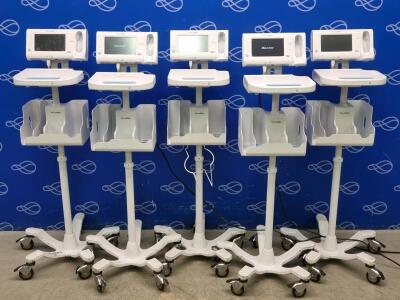 5 x Welch Allyn Connex Monitor and Welch Allyn Accessory Power Management Unit on Rollstand
