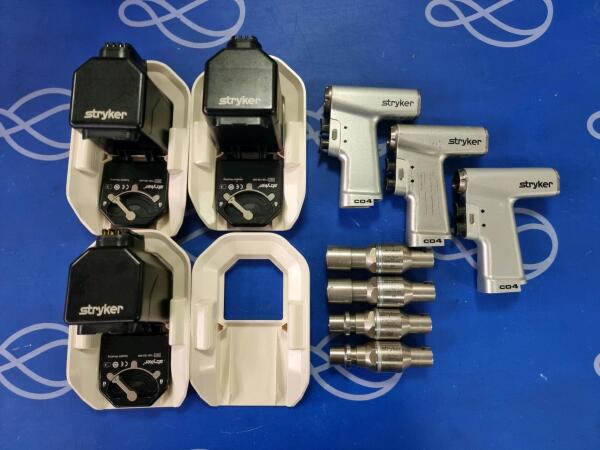 3 x Stryker CD4 Surgical Cordless Driver & Attachments