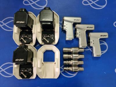 3 x Stryker CD4 Surgical Cordless Driver & Attachments