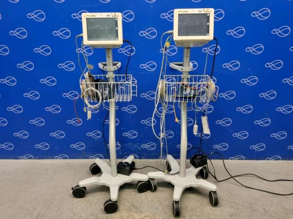 2 x Welch Allyn ProPaq cs Vital Signs Monitor on Rollstand