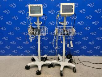 2 x Welch Allyn ProPaq cs Vital Signs Monitor on Rollstand