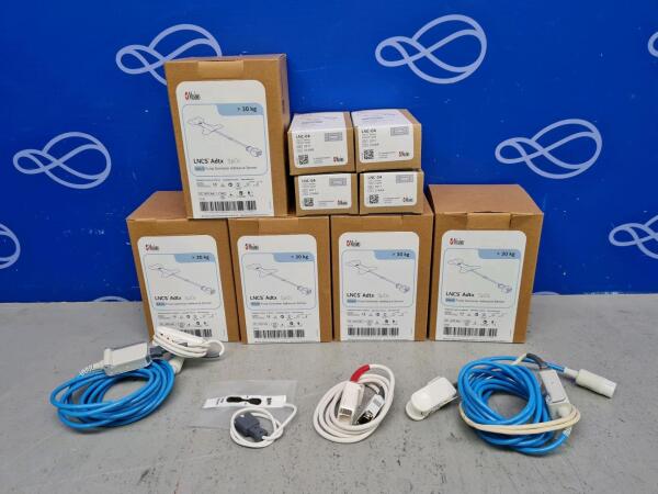 5 x Box of Approx. 20 Masimo LNCS Adtx Adult Spo2 Pulse Oximeter Adhesive Sensor, 5 x Masimo LNC-04 Patient Cable and 2 x Masimo Spo2 Finger Clip