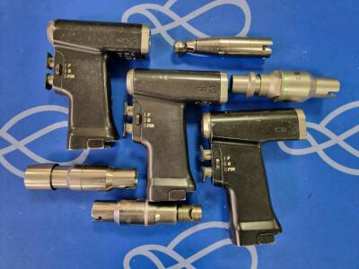 3 x Stryker CD3 Cordless Driver Handpiece & Assorted Stryker Attachments