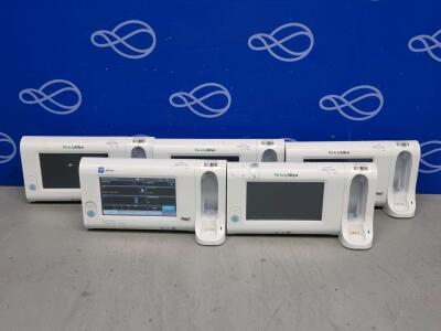 6 x Welch Allyn Connex Spot Monitor - One on Rollstand with Welch Allyn 7000-APM Accessory Power Management Unit