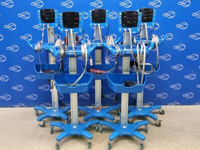 5 x GE Carescape V100 Dinamap Vital Signs Monitor on Rollstand