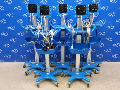 5 x GE Carescape V100 Dinamap Vital Signs Monitor on Rollstand
