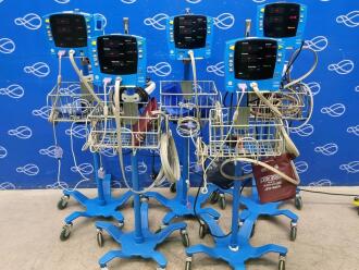 5 x GE Carescape V100 Dinamap Vital Signs Monitor on Rollstand