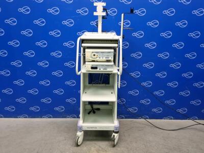 Olympus Visera OTV-S7 Video Processor and Olympus Visera CLV-S40 Light Source on Stack Trolley