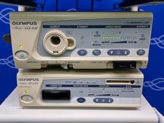 Olympus Visera OTV-S7 Video Processor and Olympus Visera CLV-S40 Light Source on Stack Trolley - 2
