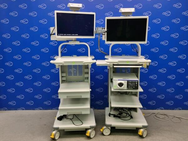 Olympus Evis Lucera Elite CLV-290SL Light Source with Two Olympus WM-NP2 Stack Trollies