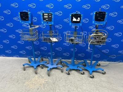 4 x GE Carescape Dinamap V100 Vital Signs Monitors on Rollstand