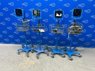 4 x GE Carescape Dinamap V100 Vital Signs Monitors on Rollstand