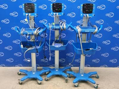 3 x GE Carescape V100 Dinamap Vital Signs Monitor on Rollstand