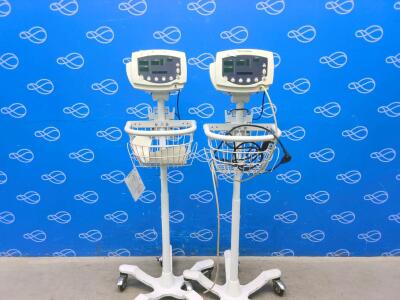 2 x Welch Allyn 53N00 Patient Monitor on Rollstand