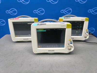 3 x Philips IntelliVue MP30 Patient Monitor with 1 x Philips X2 Transport Monitor/Module