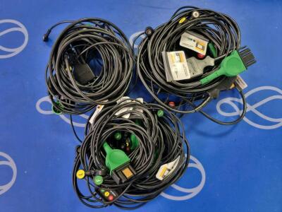 8 x Physio Control Lifepak 1000 3-Lead ECG Cable and 2 x Physio Control Lifepak 20e 3-Lead ECG Cable