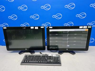 2 x GE Carescape MAI700 Central Station Monitor and 1 x GE Seal Shield Keyboard