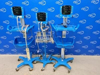 3 x GE Carescape Dinamap V100 Vital Signs Monitor on Rollstand