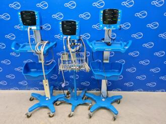 3 x GE Carescape Dinamap V100 Vital Signs Monitor on Rollstand