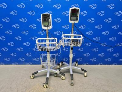 2 x Mindray VS-800 Vital Signs Monitor on Rollstand