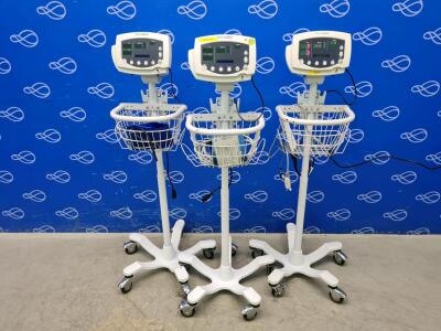 3 x Welch Allyn 53N00 Vital Signs Monitor on Rollstand