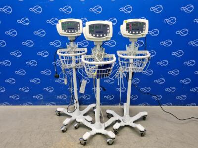 3 x Welch Allyn 53N00 Vital Signs Monitor on Rollstand