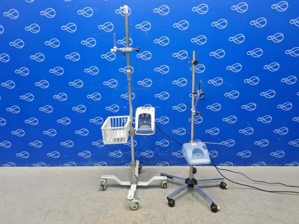 1 x Fisher and Paykel Airvo 2 Ventilator and 1 x DeVilbiss UltraNeb Nebuliser on Rollstand