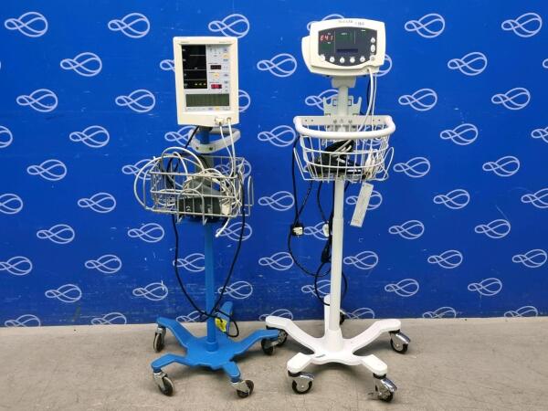 Welch Allyn 53N00 Series Vital Signs Monitor and Mindray Accutor Plus Vital Signs Monitor Both on Rollstands
