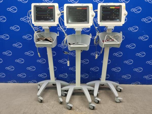 3 x Mindray iMEC10 Patient Monitor on Rollstand