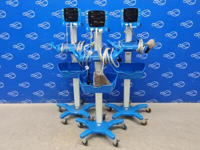 3 x GE Carescape Dinamap V100 Vital Signs Monitor on Rollstand