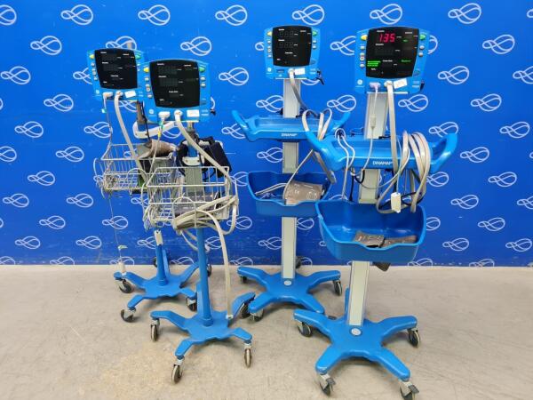 4 x GE Carescape Dinamap V100 Vital Signs Monitor on Rollstand