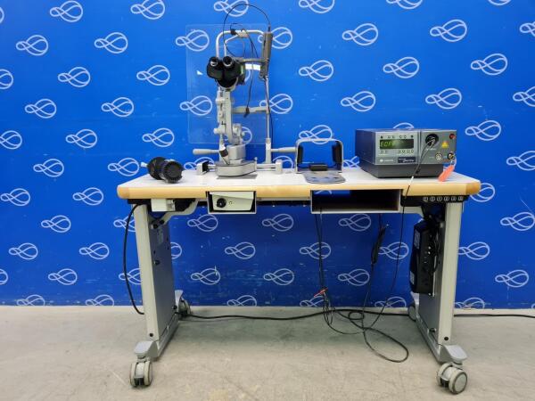 Haag Streit BQ900 Slit Lamp with Lumenis Novus Spectra Laser on Motorised Table