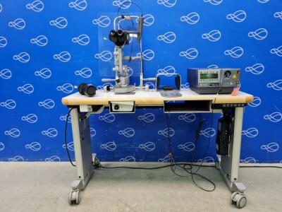 Haag Streit BQ900 Slit Lamp with Lumenis Novus Spectra Laser on Motorised Table